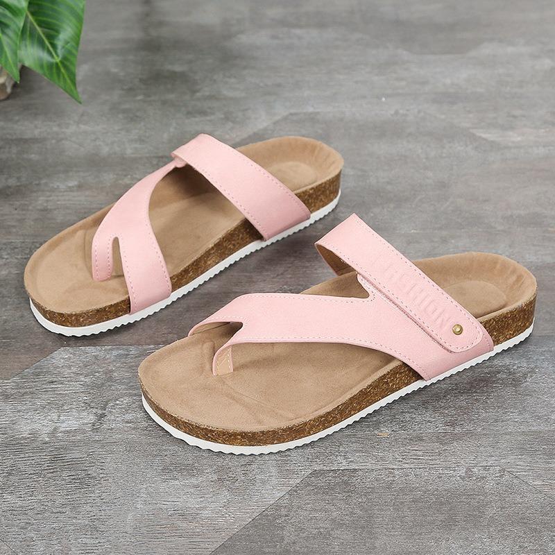 Large Size Sandals Women's Spring and Summer Fashion Casual Snap Button Multi-color Flat Bottom Women's Outer Wear Toe Half Slippers