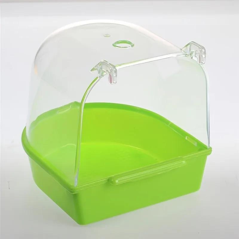 Vogelbad Box Einfach Aufzuhängen Papagei Badezimmer Innen Duschzubehör für Käfige und Ziervögel Transparente Acryl Vogelbadewanne