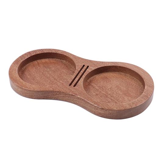 Aufbewahrungsregal für Kaffeewerkzeuge Nussbaumholz 8-förmiges Design Kompatibel mit 51mm 58mm Tampern Pulververteilern Stabile aufrechte Halterung Kaffeezubehör