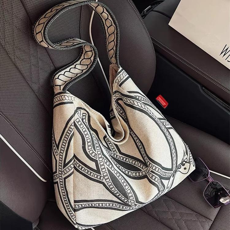 

Нишевая холщовая сумка с принтом тотема 2025 новая сумка-тоут большой вместимости ретро сумка подмышку сумка на плечо Width 33 Height 34 Thickness 13