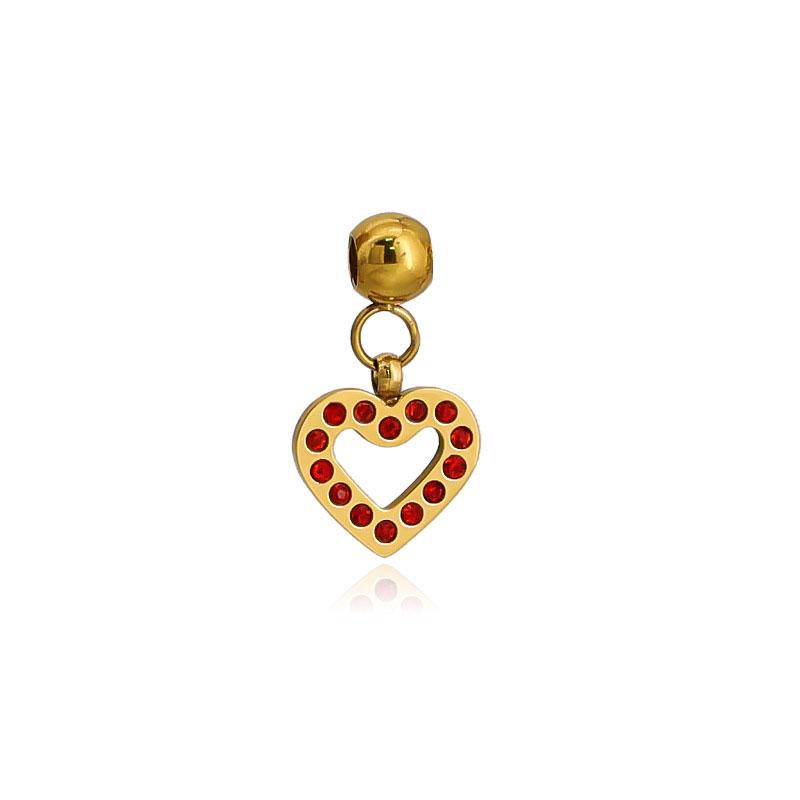 Luxury Junk Charms 316l 18k Stainless Steel Luxury Customize Heart Bracelet Charm for Jewelry Making
