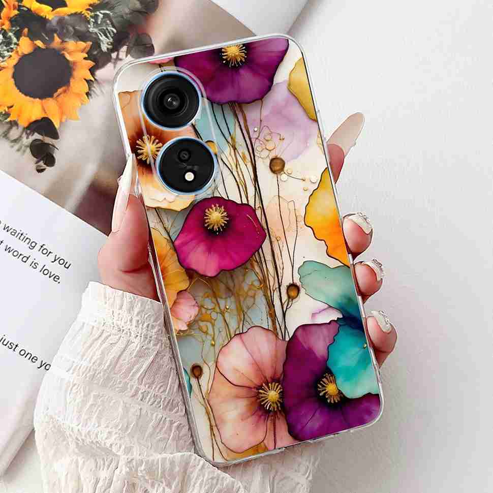 For Oppo A1 Pro 5G 6.7" Case Fashion Flower Painting Soft Silicone TPU Back Cover For Oppo A1 Pro a1 Pro PHQ110 Cases Bumper