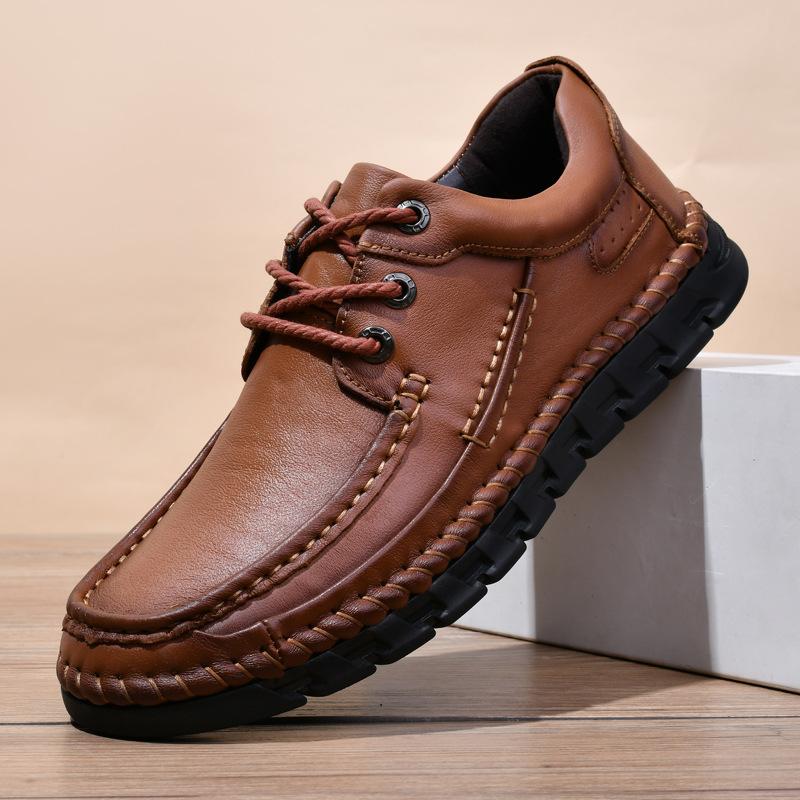Leather shoes men's 2025 spring new leather business casual leather shoes one pedal soft sole non-slip middle-aged and elderly father shoes