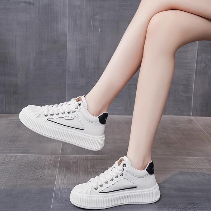 Damen Weiße Plateau Schuhe Leichte Klobige Sneaker Mode Outdoor Trainer Weiblich Lässig Schnürschuhe Vulkanisierte Schuhe