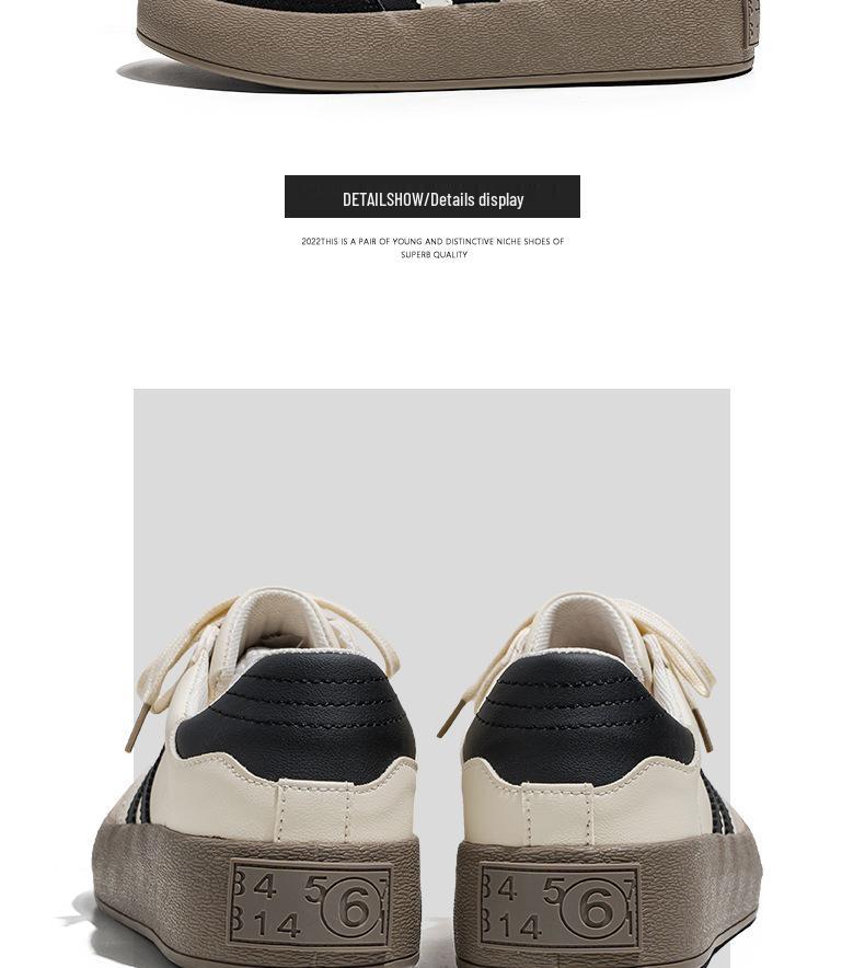 Meiretu Men's Trendy Retro German Trainer Sneakers - Superfiber Leather, Unisex, Flat Skate Style  