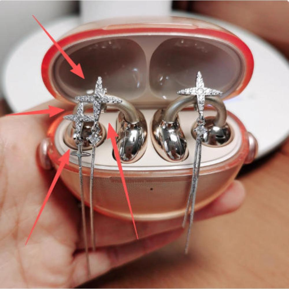 Cute Sparkling Diamond Cherry Blossom Bluetooth Earphone Case Decoration, Fashion Rhinestone Flower Earphone Accessory for Women, 1PC