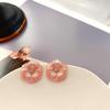 Retro French Light Luxury Enamel Flower Silver Stud Earrings