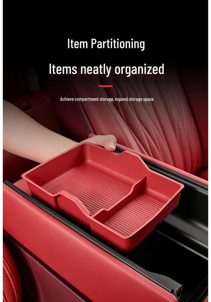Xiaomi SU7 Armrest Center Console Silicone Storage Box for Car Interior.