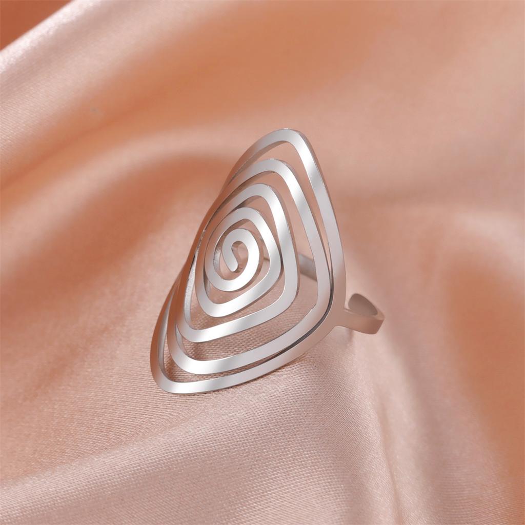  Adjustable Spiral Rings for Women Stainless Steel Twist Exaggerated Geometric Swirl Ring Punk Jewelry Birthday Gift
