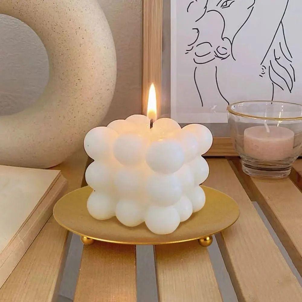 Black Pillar Metal Plate Round Festival Candlestick Holder Simple Iron Candle Holder  Wedding Party