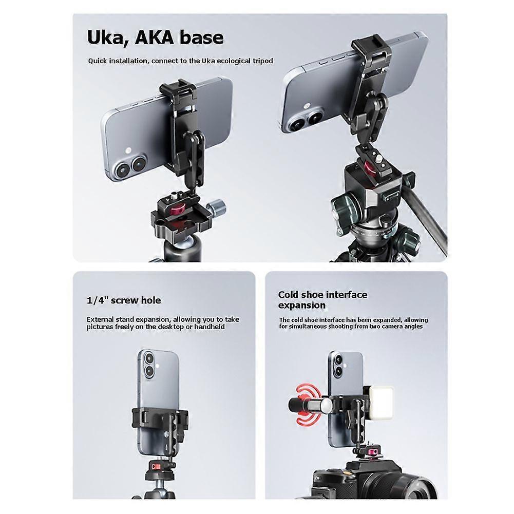MA56 4-in-1 Phone Clamp Mount 360° Rotation Mount for Livestreaming Vlog Shots Photography Light Tripod