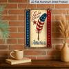 2D Flat, 1pc Patriotic Metal Sign - God Bless America Wall Art with Stars Feathers Design, 8x12 Inch Rustic Aluminum Sign for 4th of July Outdoor