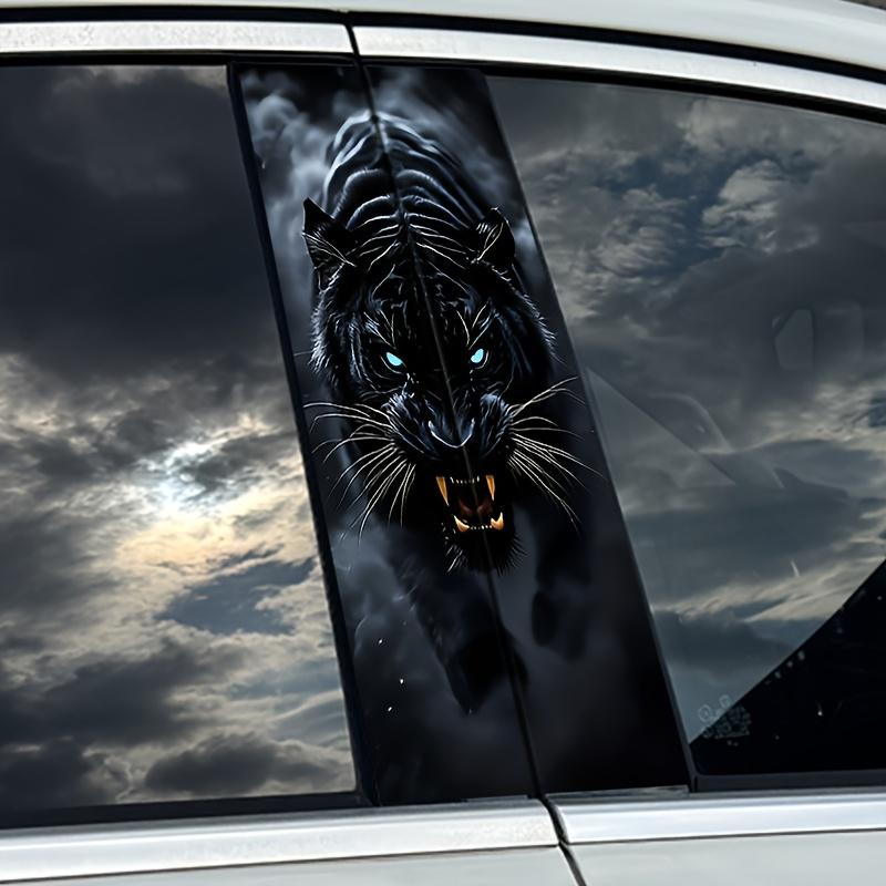 2 Piezas/juego, Pegatina para pilar B de coche Tigre Negro; duradero, impermeable, resistente a los arañazos, película protectora para pilar B de coche, pegatina para coche