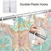 Art Deco Floral Curtain, Vibrant Print, Fade-Resistant, Machine Washable, Retro Bath Decor