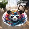 Fashionable circular carpet - washable, with bright animal print designs for kitchen, bedroom, and living room decorations