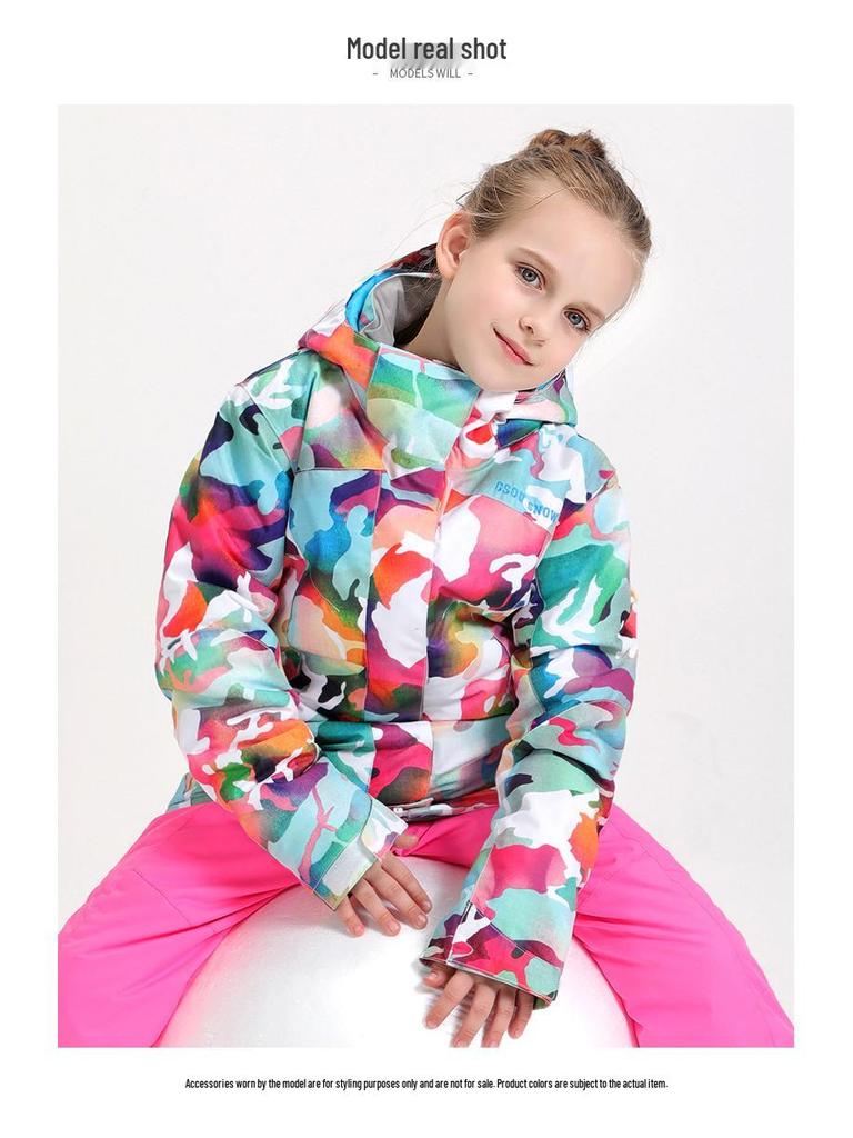 Gsousnow Kids' Windproof Waterproof Ski Jacket - Warm Ski Suit for Boys & Girls Outdoor