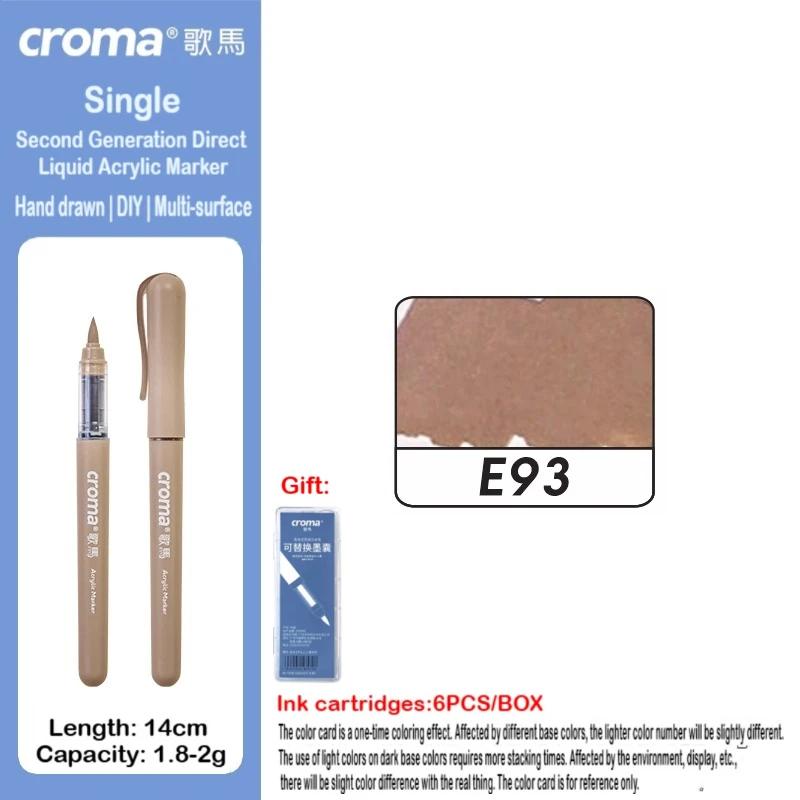 Croma 160/1 Farben Nachfüllbares Direktflüssig-Acrylmarker-Set mit Weicher Spitze, Waschbarer Aquarellpinsel Schulausstattung