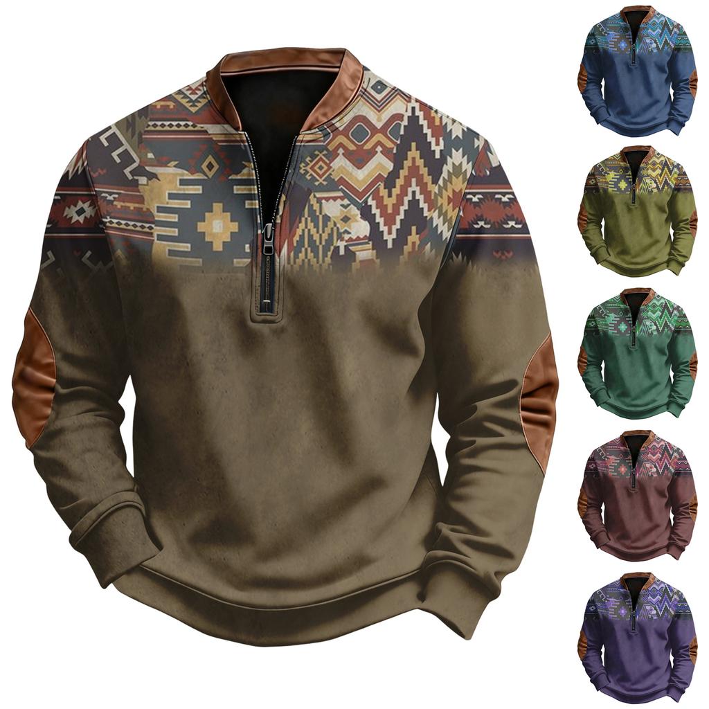 Men's Print Pullover Southwestern Western Long Sleeve Sweatshirt