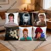 DDavidS BBowieS Kissenbezug Polyester Quadratische Kissenhülle 45 cm Dekorativ für Zuhause Couch Bett Auto Dekor