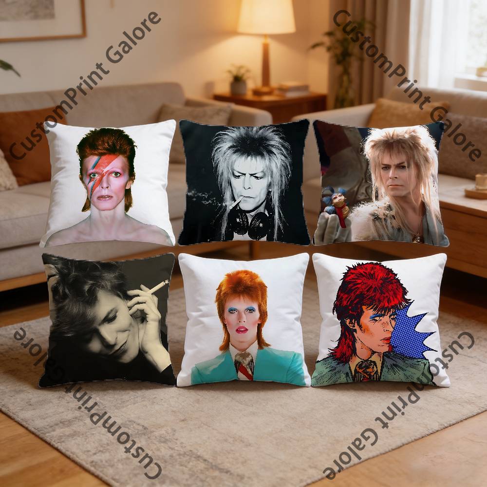DDavidS BBowieS Kissenbezug Polyester Quadratische Kissenhülle 45 cm Dekorativ für Zuhause Couch Bett Auto Dekor
