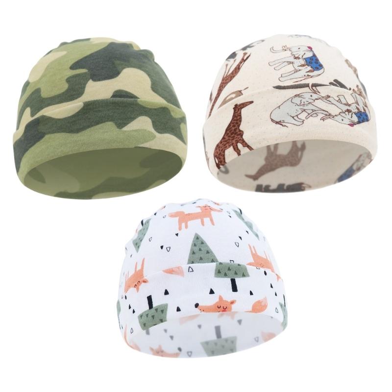 

3pcs Newborns Nursery Hospital Hat Breathable Baby Beanies Soft Caps Infant Baby Hats for Boy Girl Toddler 0-6 Months