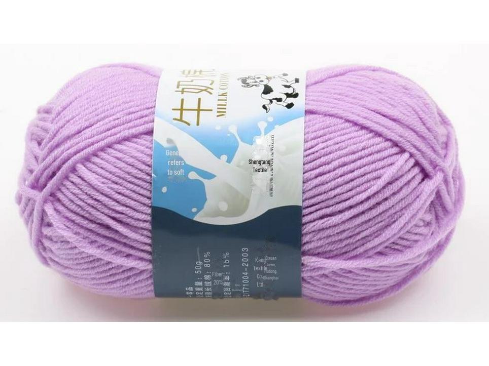 5-Strand Milk Cotton Baby Wool Hat & Scarf Hand-Woven Medium-Thick Yarn Set