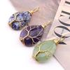 Natural Stone Agate Water Drop Tree of Life Pendant Necklace N781