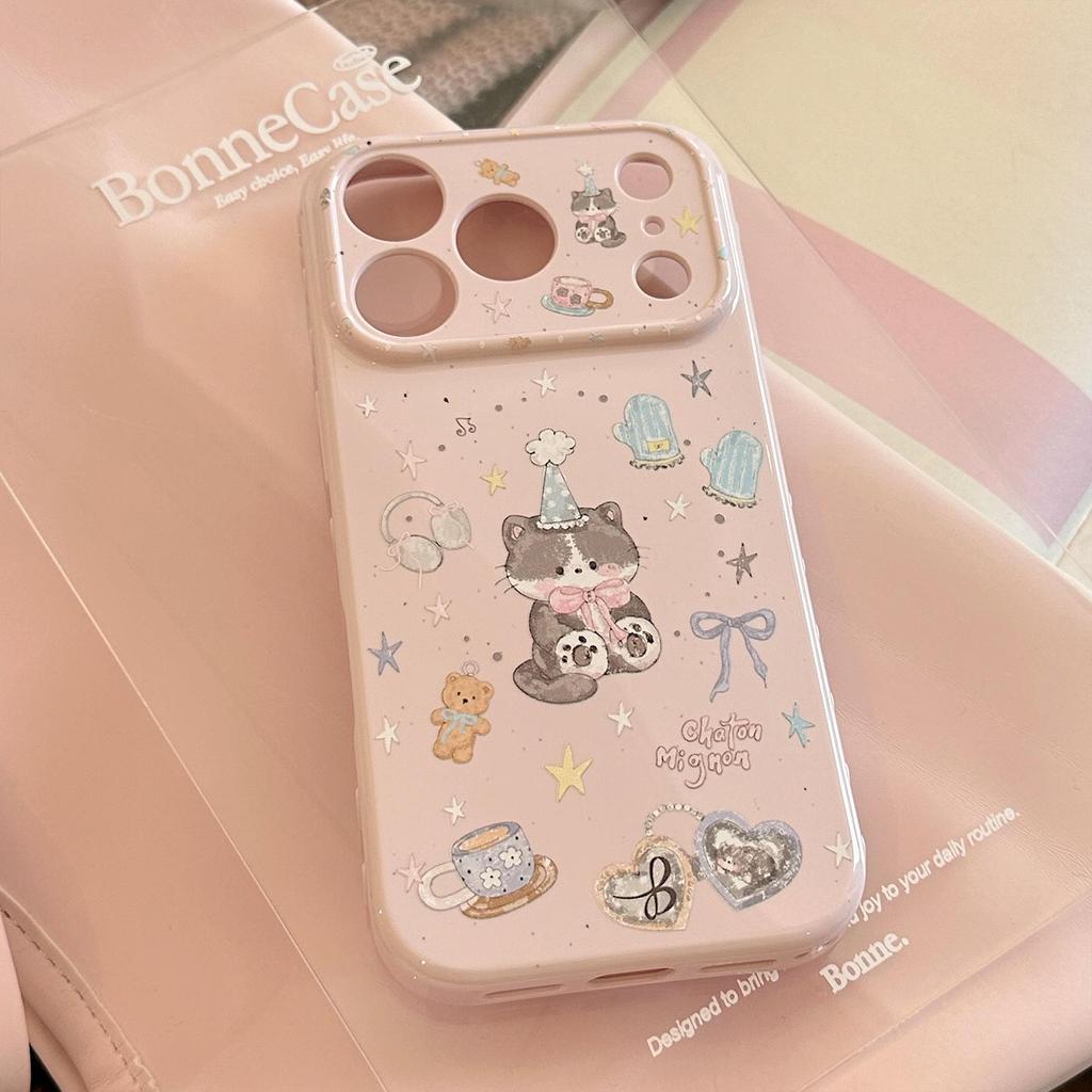 Magnetic Stand Cartoon Fluffy Kitten Soft Phone Case for iPhone 17 Pro Max