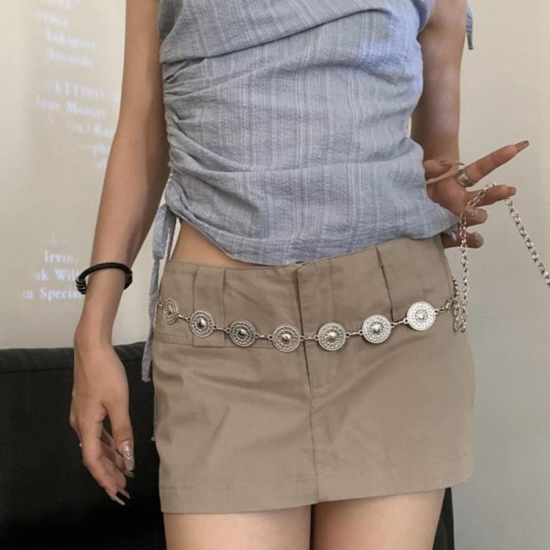 Boho Ethnic Style Retro Metal Sun Moon Waist Chain for Women Fashion Versatile Dress Belt Belly Chain Body Jewelry Accessories