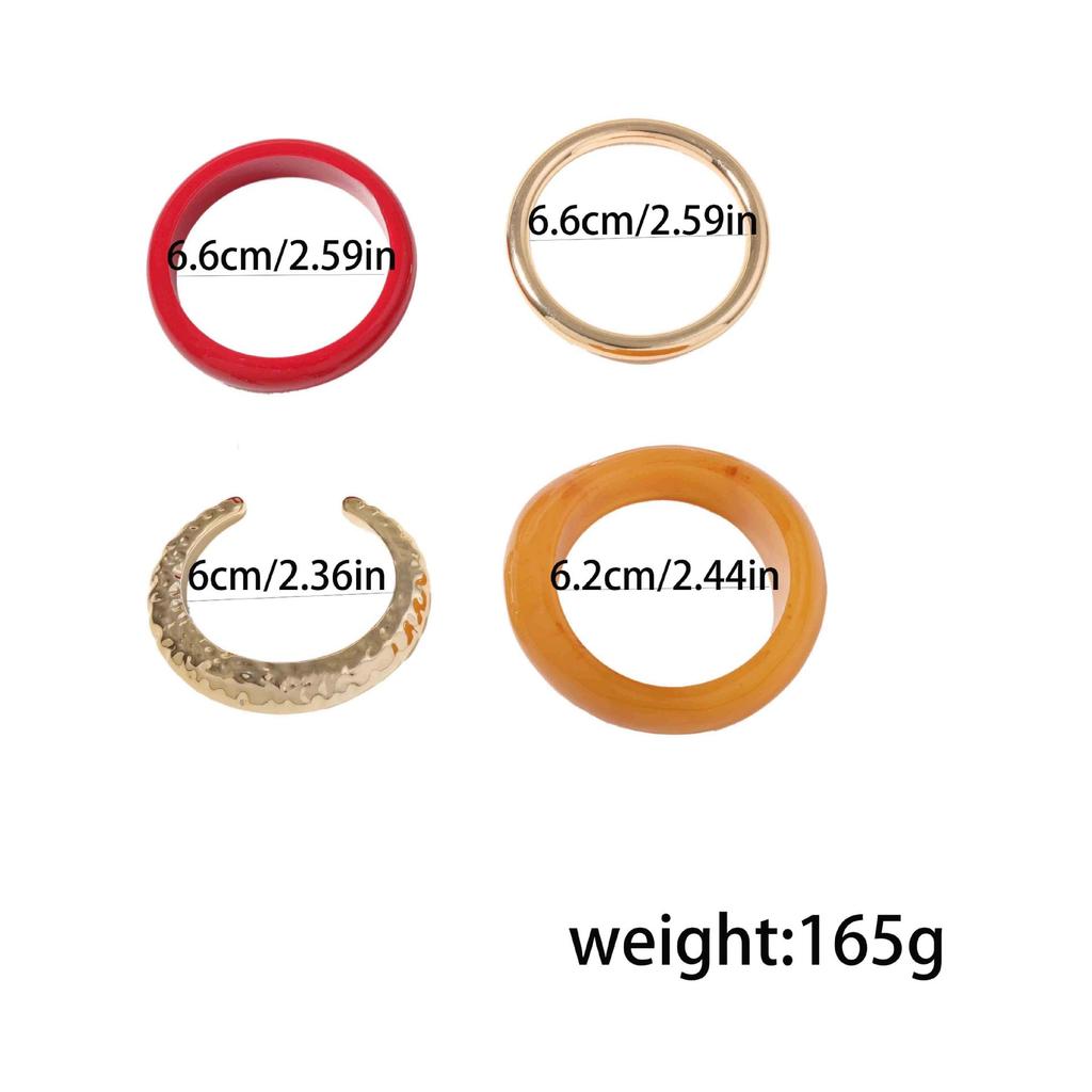 Exaggerated and simple design sense CCB resin geometric four-piece women's bracelet fashion trend daily wear