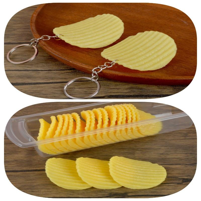 1Pc Simulated Potato Chips Model Simulated Food Snack Potato Chips Props 1:1 Fake Potato Chips Food Game Keychain Pendant