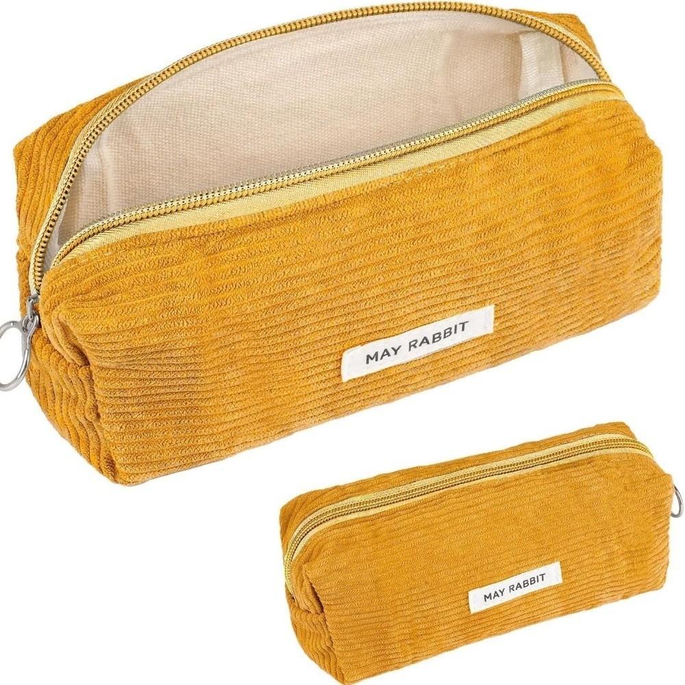 Corduroy Pen Bag Multifunctional Stationery Bag Portable Makeup Bag School Office Supplies