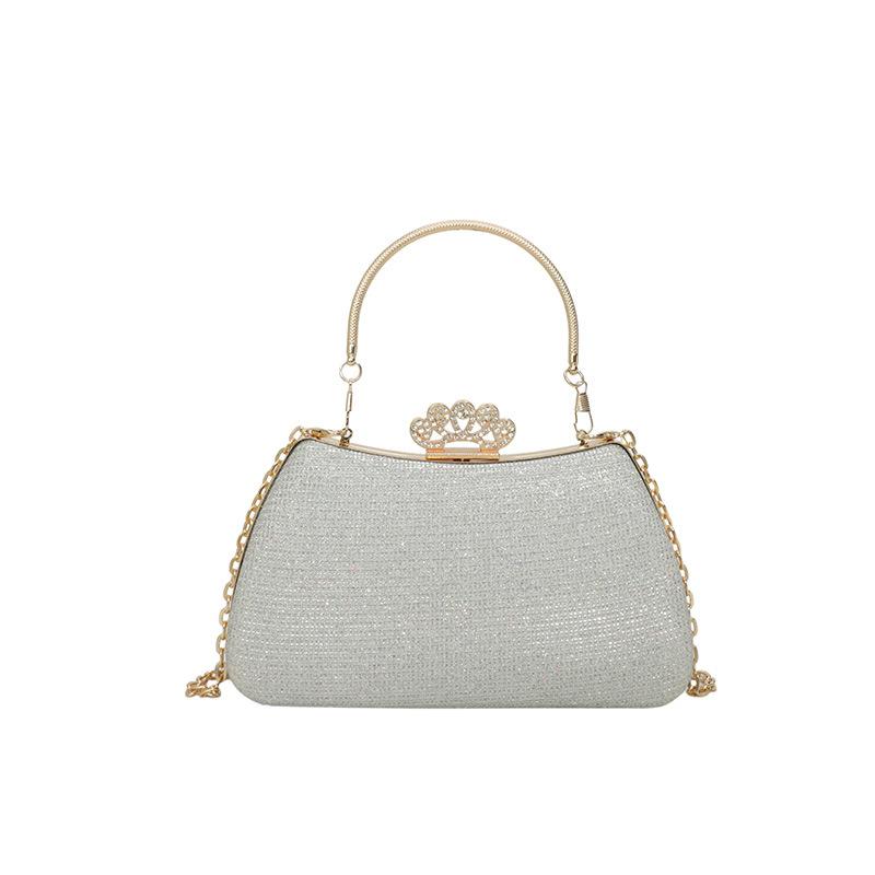 

Нова модна універсальна м яка та високоякісна сумка великої місткості - Жіноча блискуча сумка через плече з ланцюжком та текстурою, прикрашена діамантами срібний