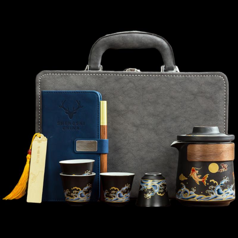 

Chinese Cultural Notebook & Leather Box Gift Set