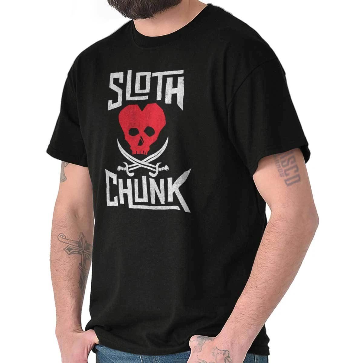 Sloth Chunk Pirate Heart Skull Cross Swords Womens or Mens Crewneck T Shirt Tee XXXXL