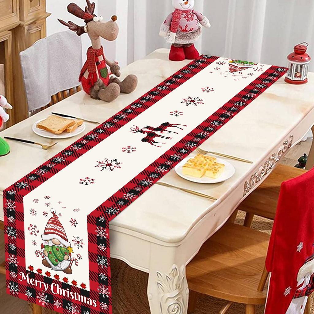 Buffalo Plaid Christmas Tree Table Runner Merry Christmas Decorations For Home 2026 Xmas Table Cover Gifts Happy New Year 2026