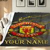 1PC Manchester United F Custom Name Patterned Flannel Blanket Suitable For All Seasons for Home Decor Warmth and Comfort Gifts Holiday Present