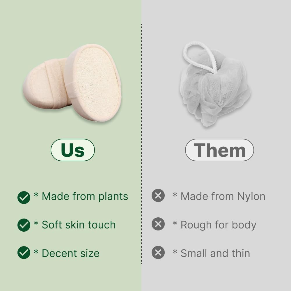 Natural Loofah Sponge,Integrated Soft Sponge Layer,Shower Exfoliating Body Scrub,Gentle Skin-Friendly Loofah Sponge,Suitable for Men and Women,Ideal
