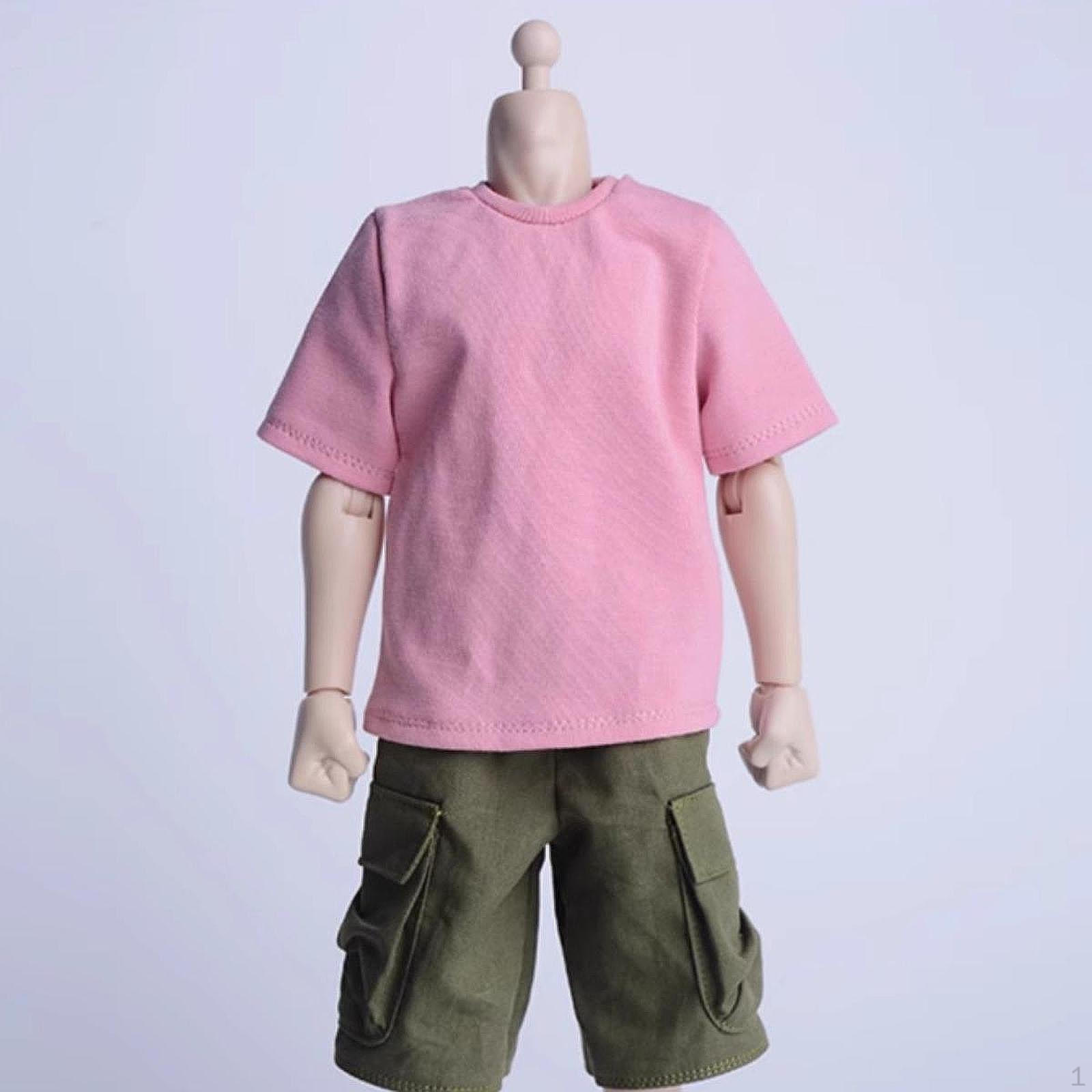 

1/6 Male T Shirt Action Figure Clothes, Wearable Miniature Clothing for 12 inch Figures рожевий
