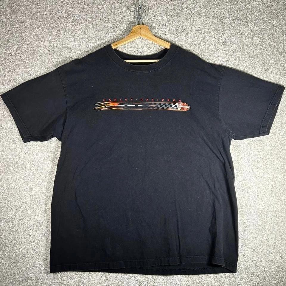 Vintage 2002 Harley Davidson Germany double sided biker flames tshirt S