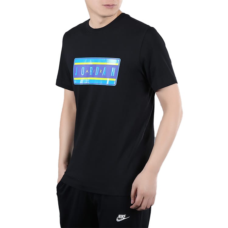 Jordan T Shirts Men's Black Crew Neck Moderate Straight Fit CJ6247-010