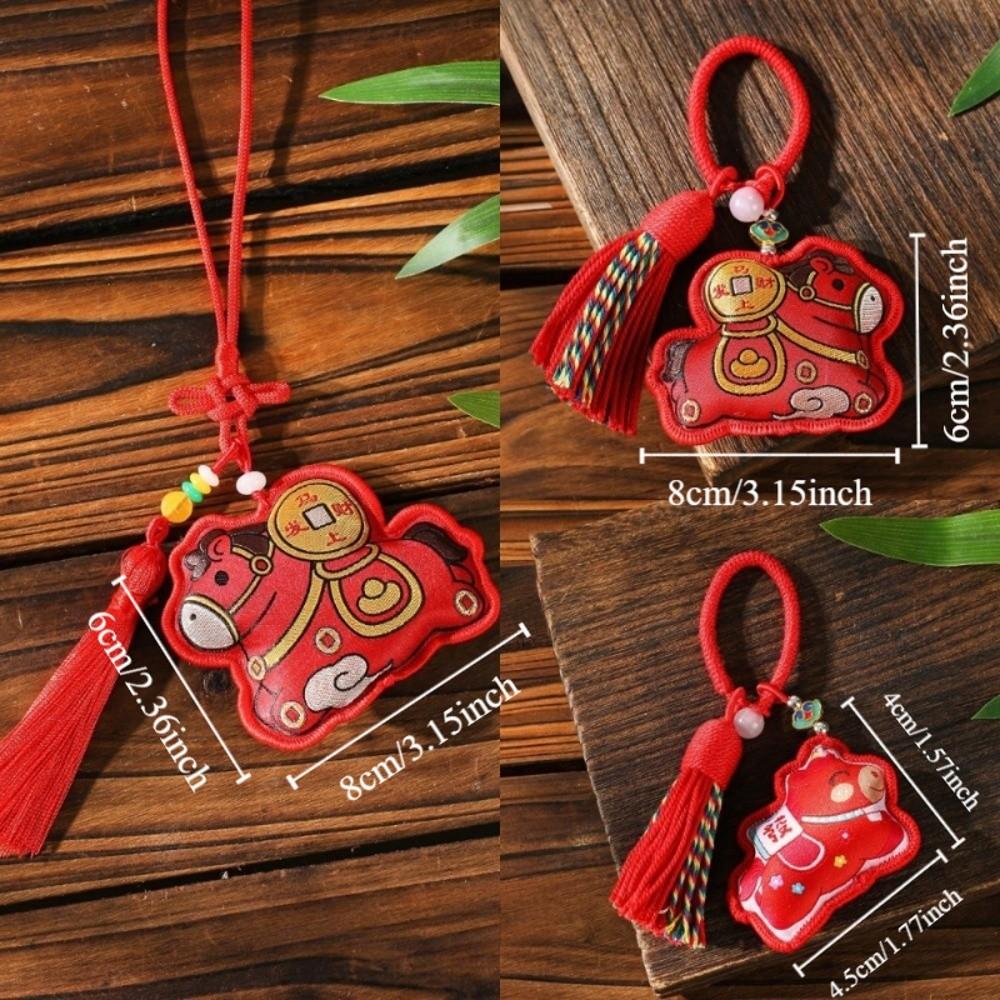 Hanging Decor Embroidered Horse Keychain Cute Design Pony Pendant  Zodiac Celebration