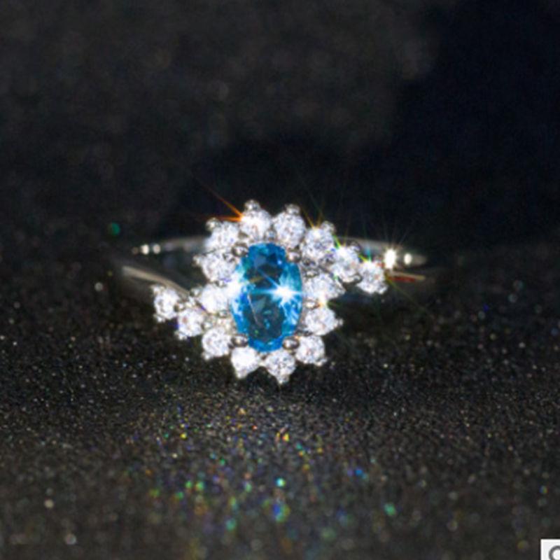 Women'S Creative Sapphire Blue Zircon Women'S Ring, Jewelry