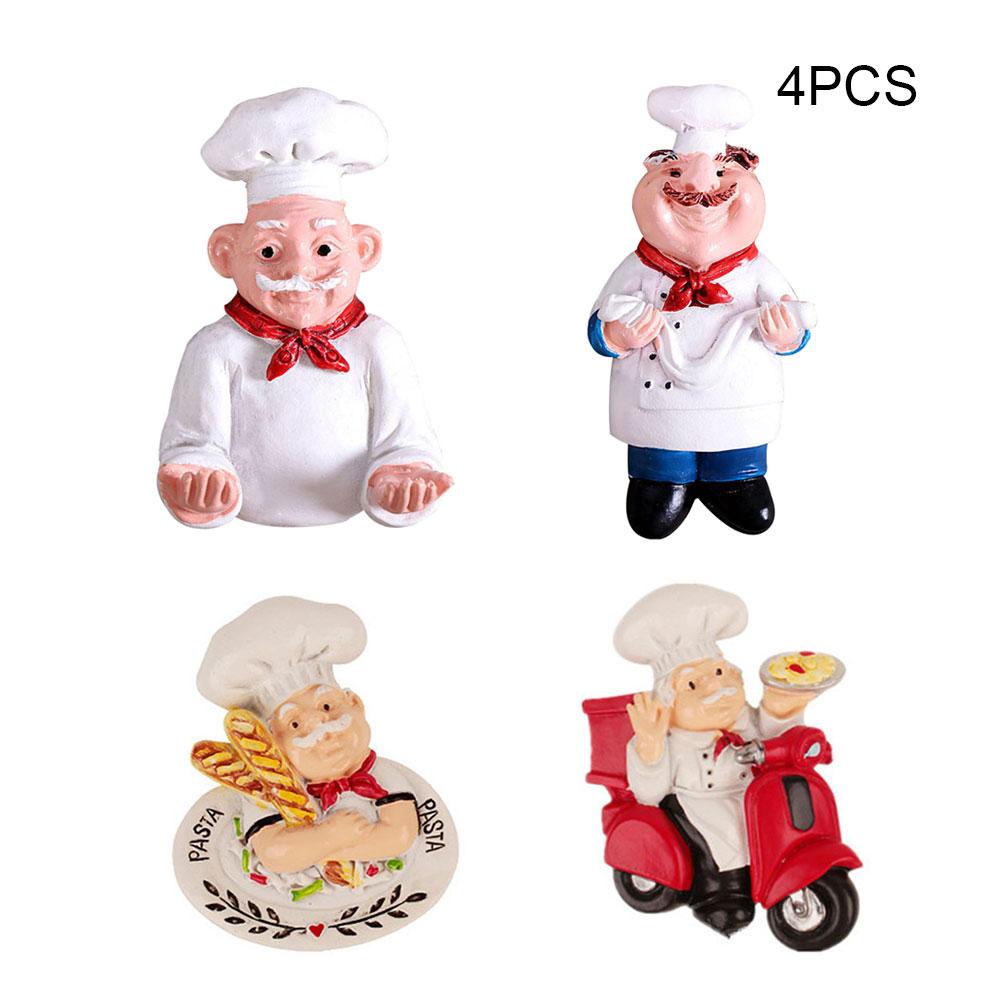 4PCS Cartoon Creative 3D Bread Chef Message Home Decor Fridge Magnet Refrigerator Decoration Gift For Kitchen Sticker Poster