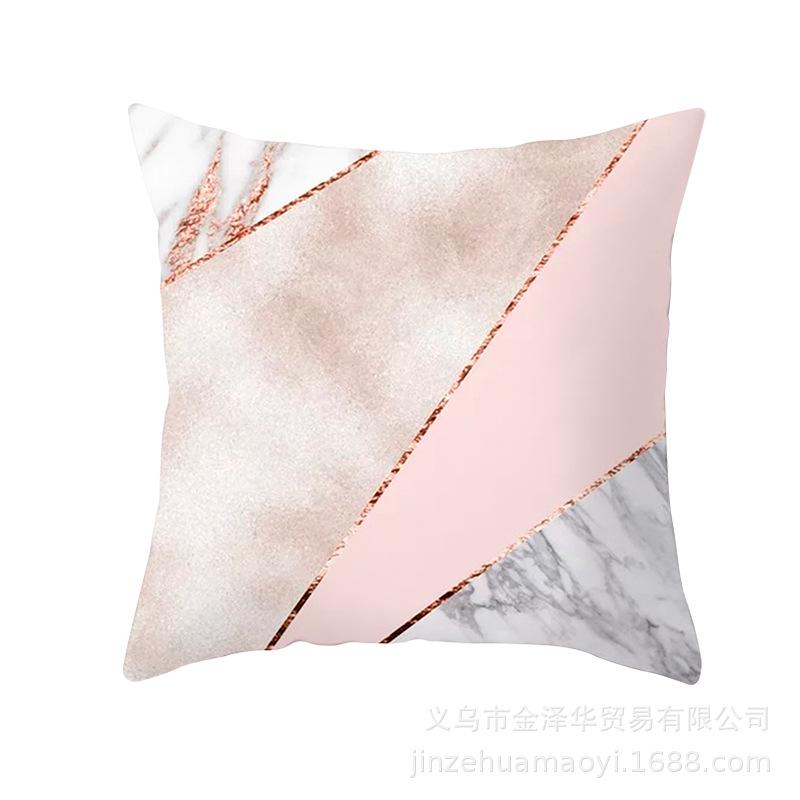 Modern Simple Pillow Cover Office Cushion Cover Pink Geometric Print Cushion Home Furnishings Home