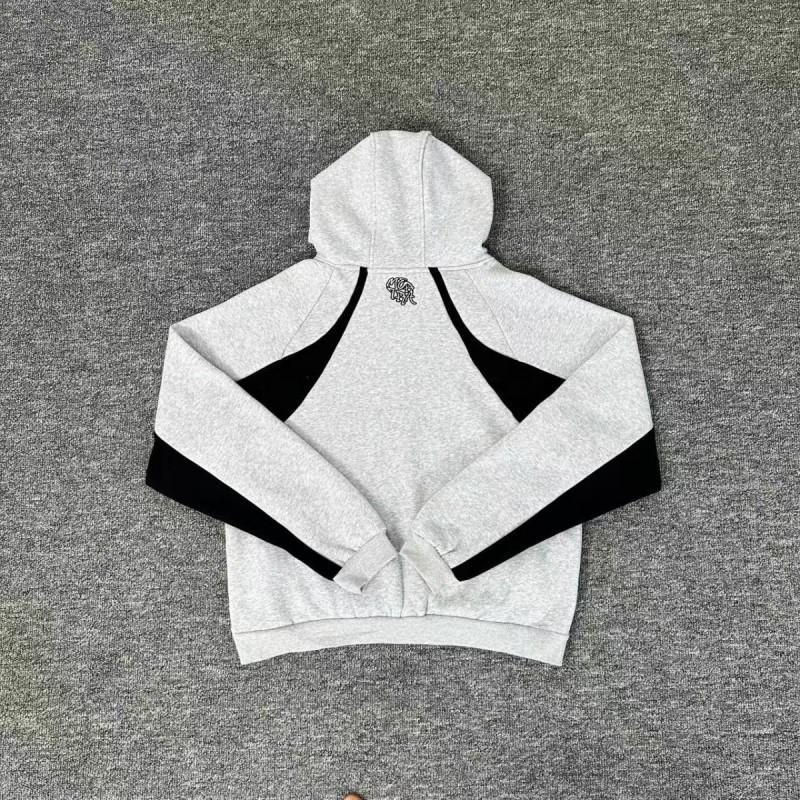 Herren Stickerei Buchstabe Farbblock Kapuzenpullover Fleece gefüttert Lässiges Oberteil Winter