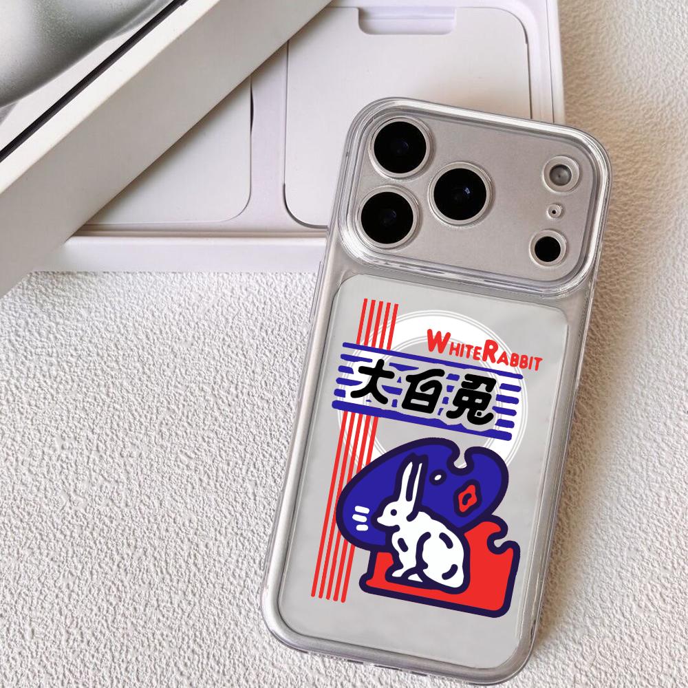 

Cute White Rabbit Phone Case For iPhone 17 16 15 14 13 12 Pro Max Plus With Magnetic Crystal Clear Case Wireless Charge iPhone17 Pro