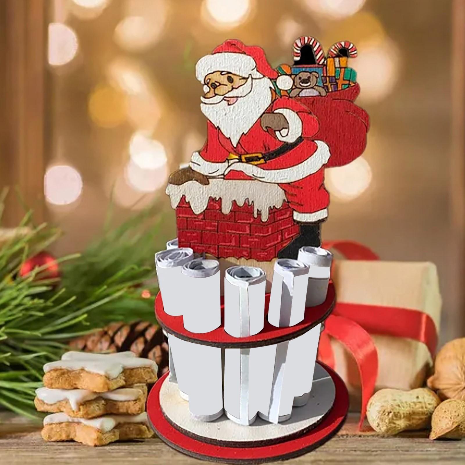 

Wooden Christmas Money Holders Double Layer Elk Santa Snowman Decor Multiple Holes Christmas Desktop Decoration Xmas Tree Decor One Size