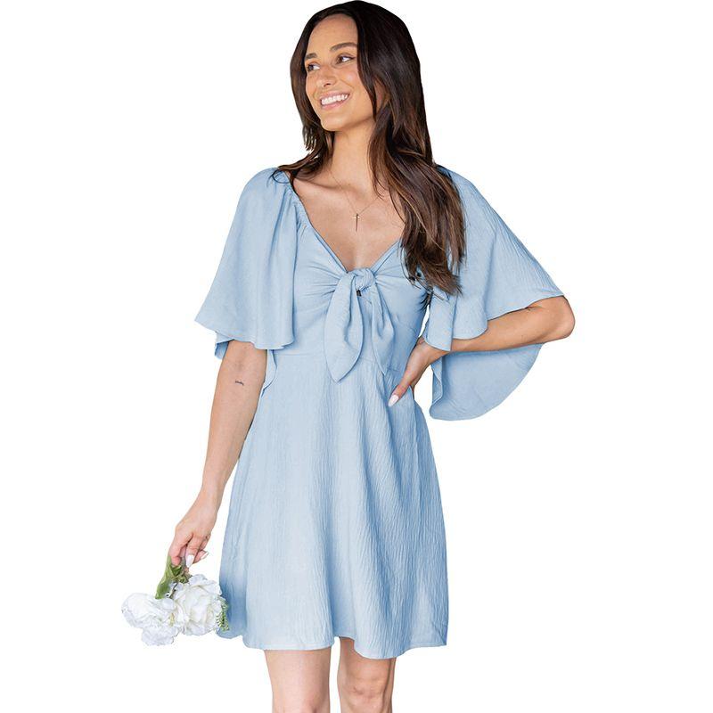 

Age-Reducing Summer V Neck Slimming and Fashionable Jumpsuit Skirt Light blue M code fits (55.00 kg-62.50 kg
