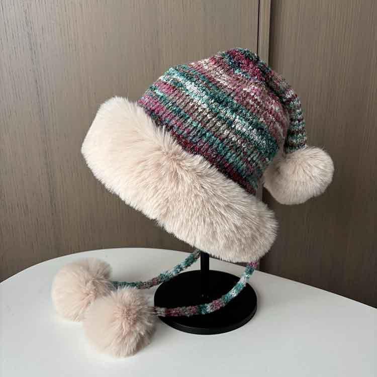 Northeast plush cute ear protection hat children's autumn and winter warm knitted wool headgear retro face little Lei Feng hat
